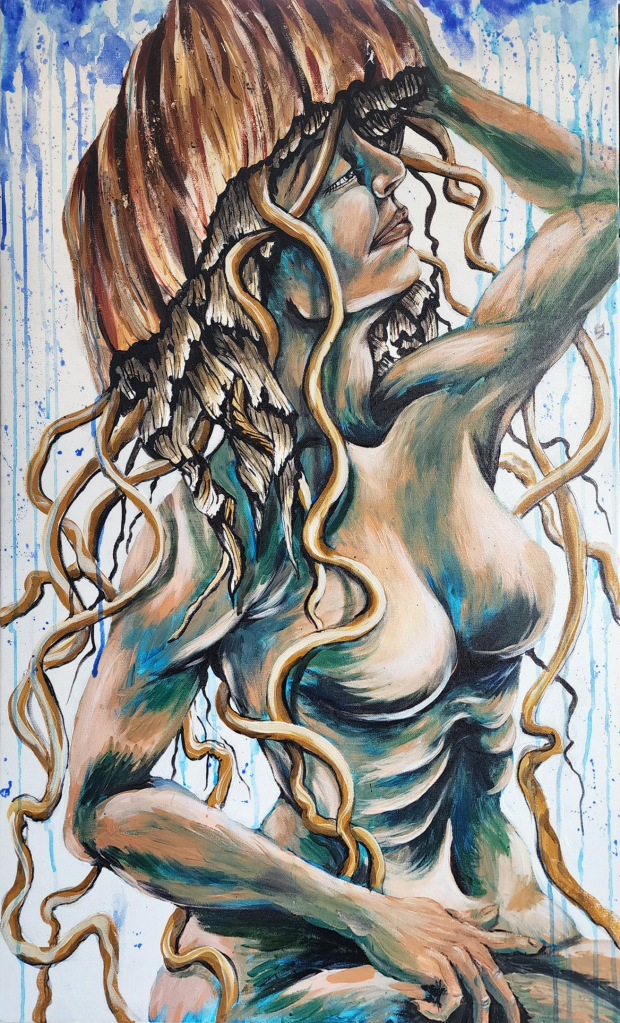 Jellyfish woman painting in her element by leeleesarts ashley baker