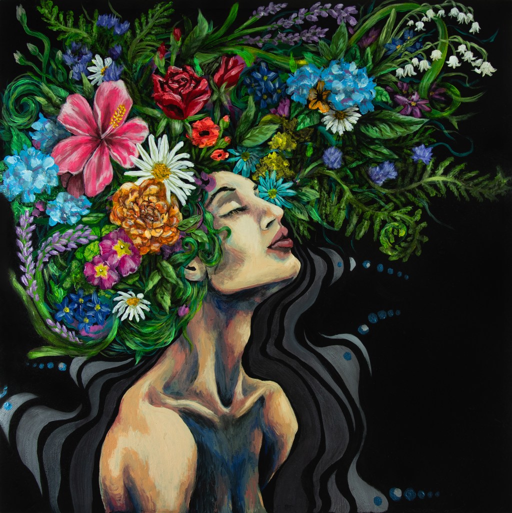 Abstract surreal painting with vibrant colors by leeleesarts ashley baker, original hand-painted artwork available for commission